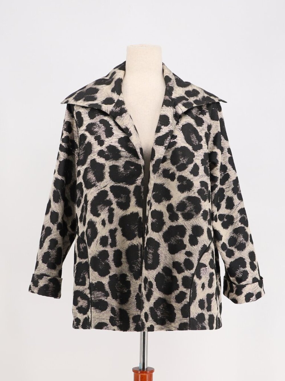 CAROLINE ROSE Animal Print Open Front A-Line Topper Jacket Size M